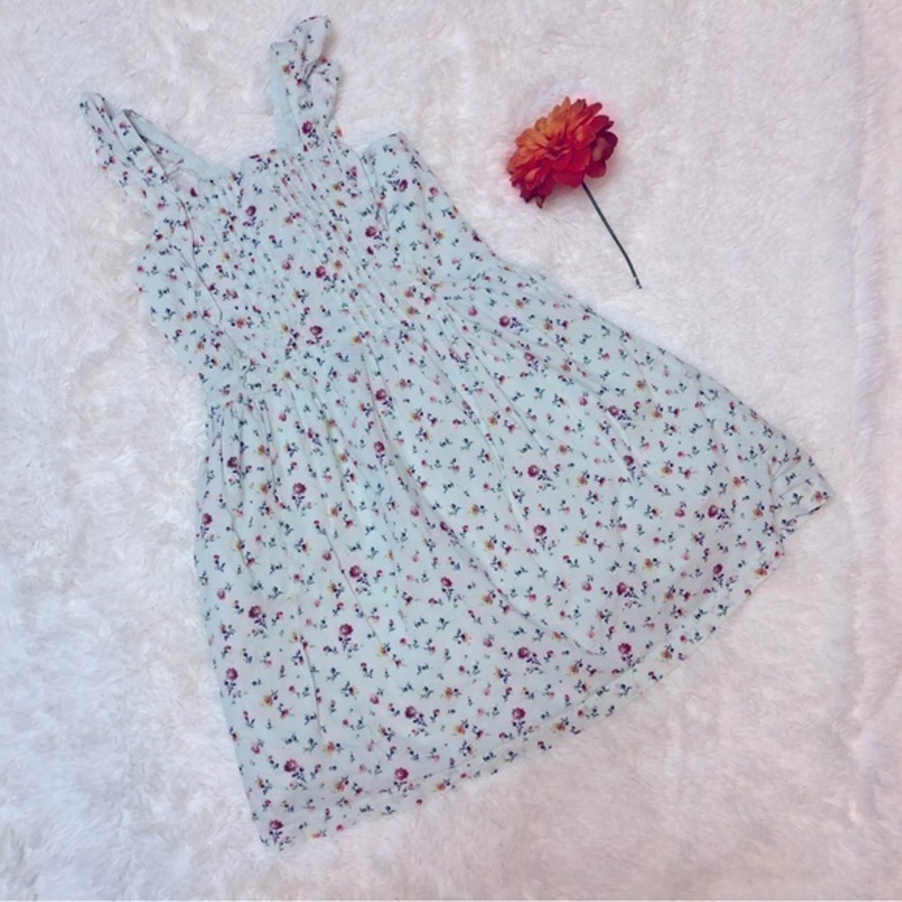 GAP Kids Cottagecore Flutter Floral Dress, Glass of Water, Light Blue, Sz. XL